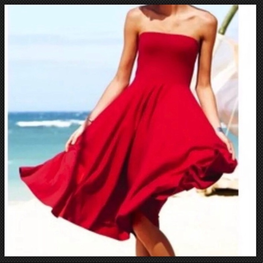 Victoria's Secret Strapless Navy Midi Dress